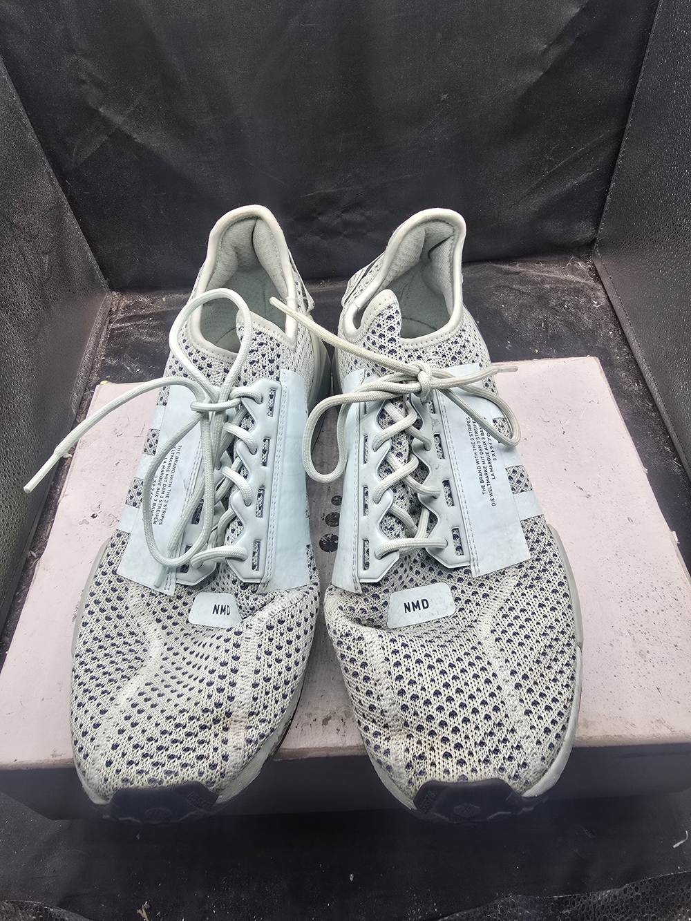 adidas NMD Men’s Pale Gray Knit Athletic Sneakers